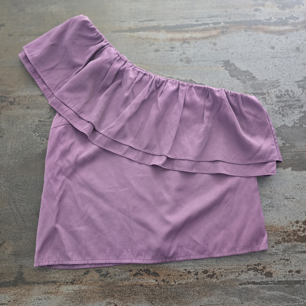 Pink Lily Mauve Asymmetrical Ruffle Top Purple Size Medium